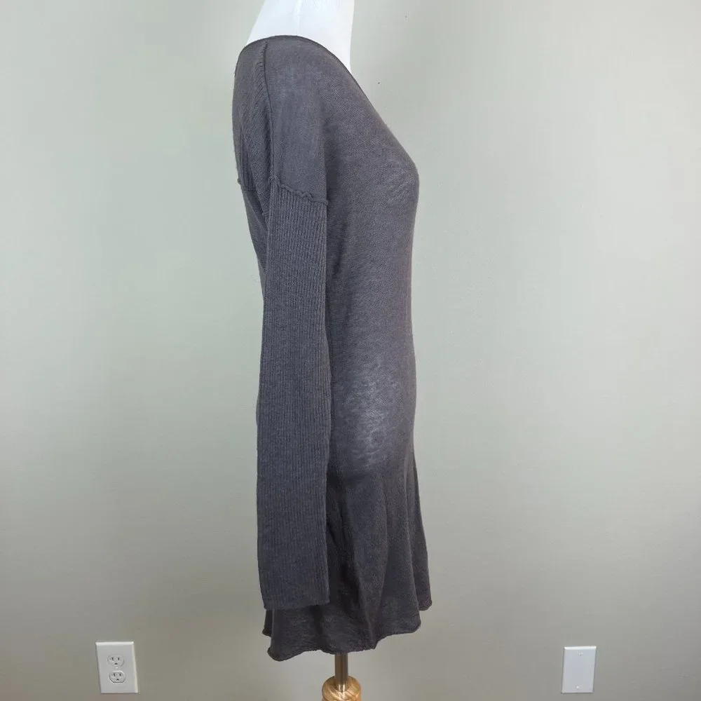 My Tribe Tunic Sweater Womens Small Gray Alpaca Wool Asymmetrical Long‎ Sleeve